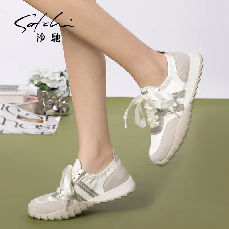 沙驰 复古芭蕾德训鞋透气休闲运动鞋百搭舒适女鞋