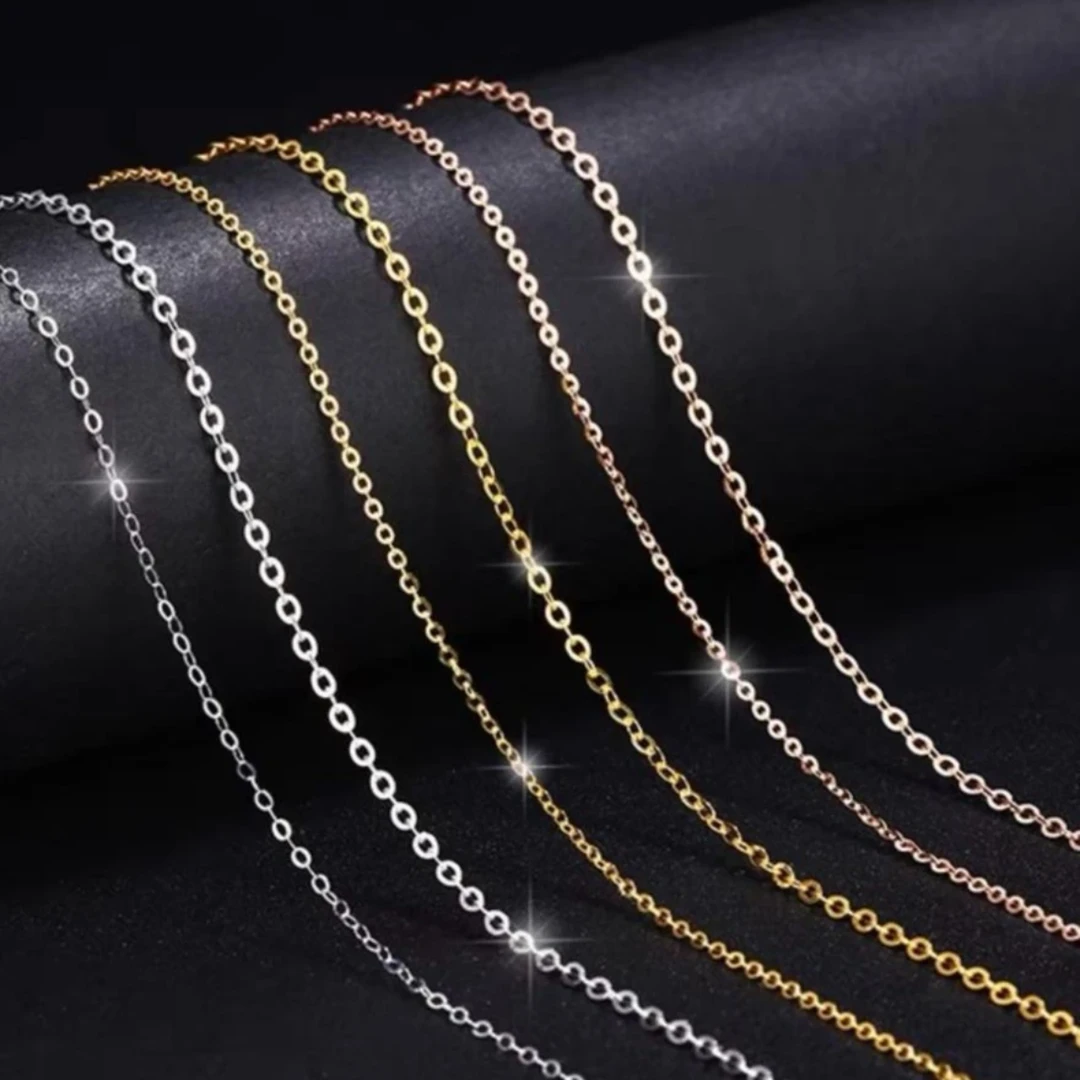 18K金时尚爆闪闪O链简约经典素链坠链百搭可调节 多样性发其一