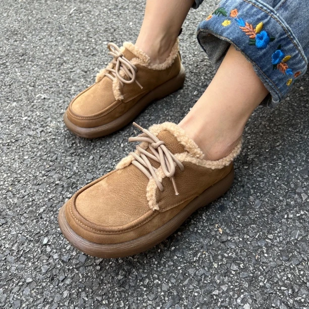 秋冬复古擦色小皮鞋女平底2024冬季新款乐福鞋软底百搭勃肯女鞋