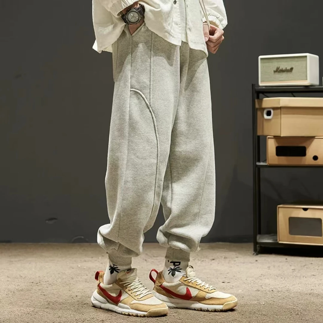 （801）秋冬新款潮牌百搭男士休闲加厚运动卫裤宽松运动裤长裤裤子