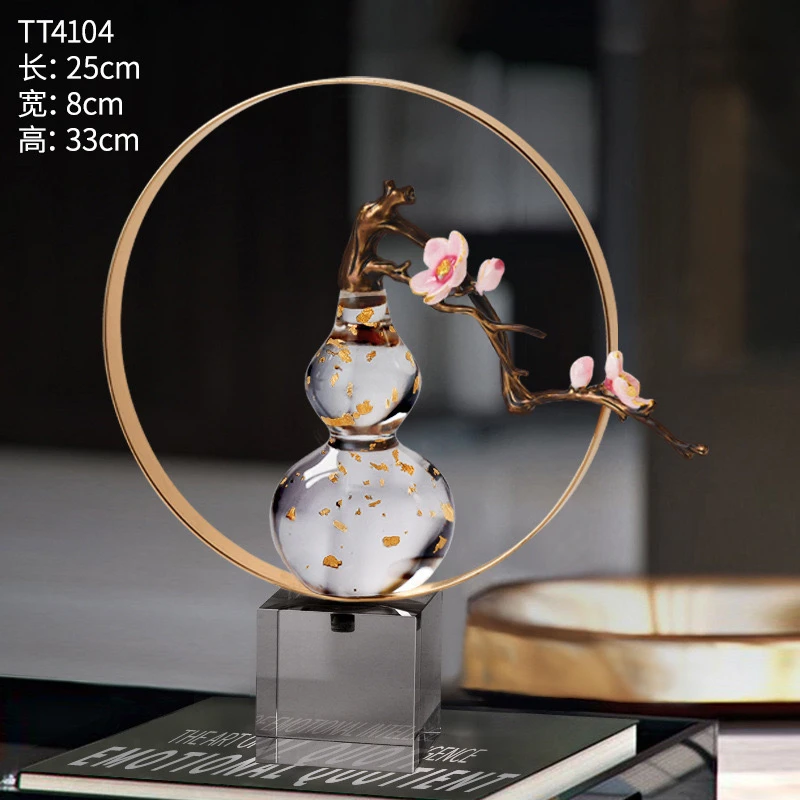 新中式珐琅彩水晶琉璃葫芦摆件家居饰品客厅办公室玄关装饰工艺品