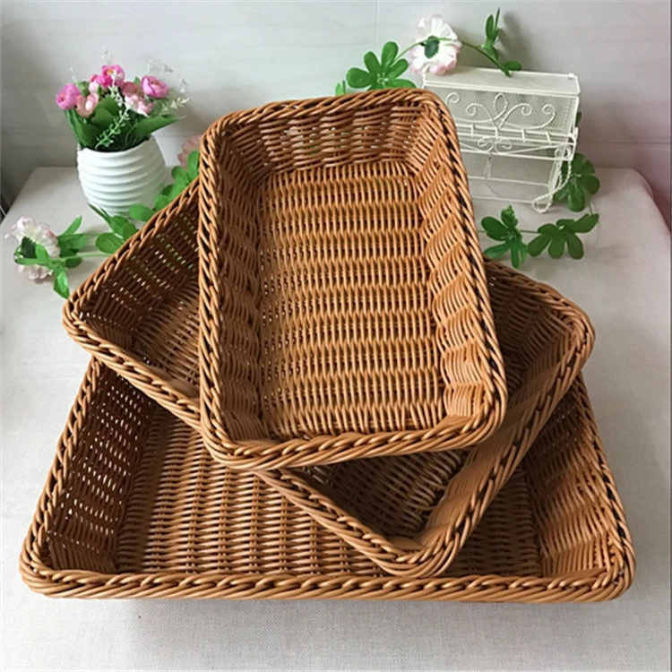 超市水果收纳篮筐货架陈列篮筐收纳筐水果篮面包篮水果盘仿藤编织