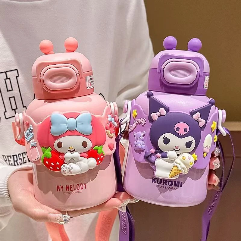 三丽鸥乐园库洛米保温杯女2024新款儿童316食品级学生吸管水壶杯