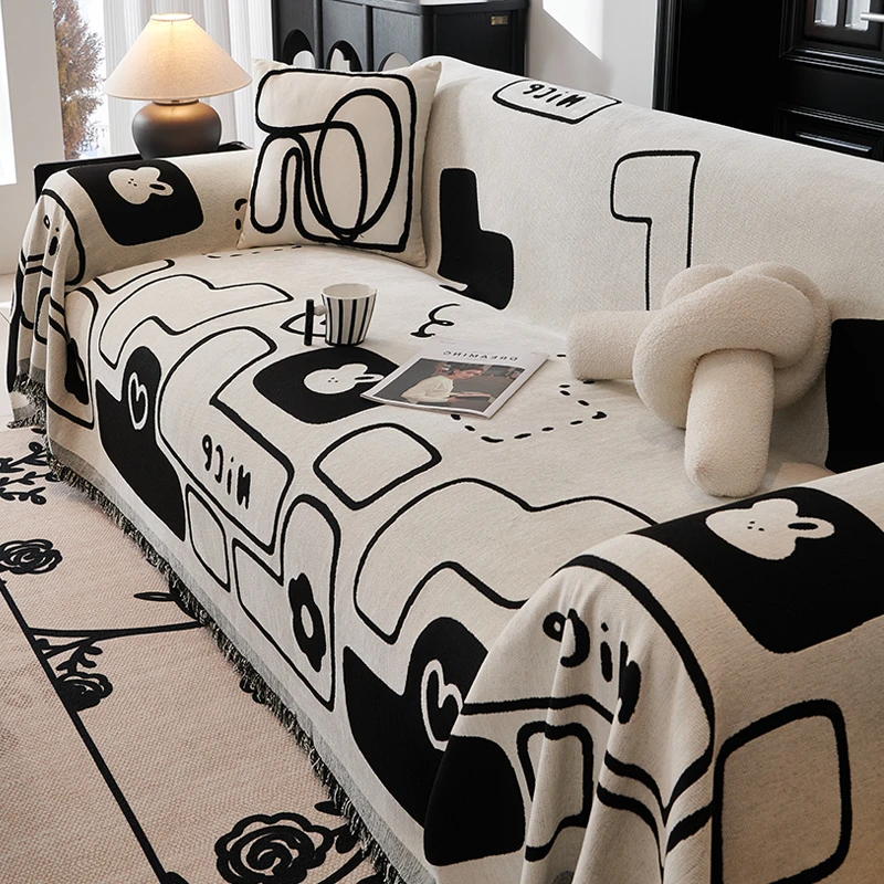 邓肯（清仓）雪尼尔卡通沙发盖布四季通用防猫抓沙发巾盖毯全包套罩