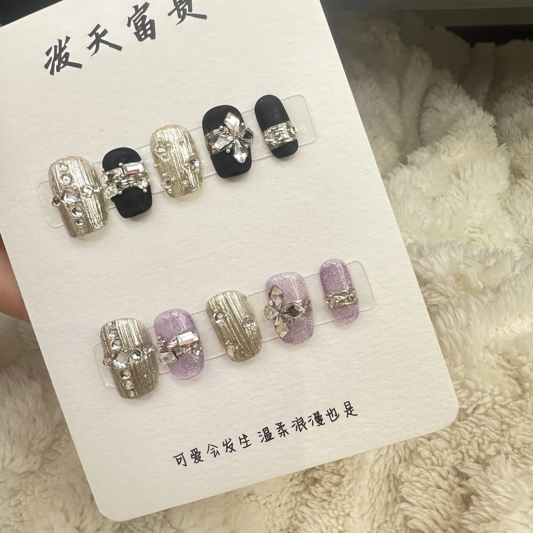 月下沙利叶-纯手工穿戴甲轻奢气质高级感可拆卸美甲贴片光疗美甲