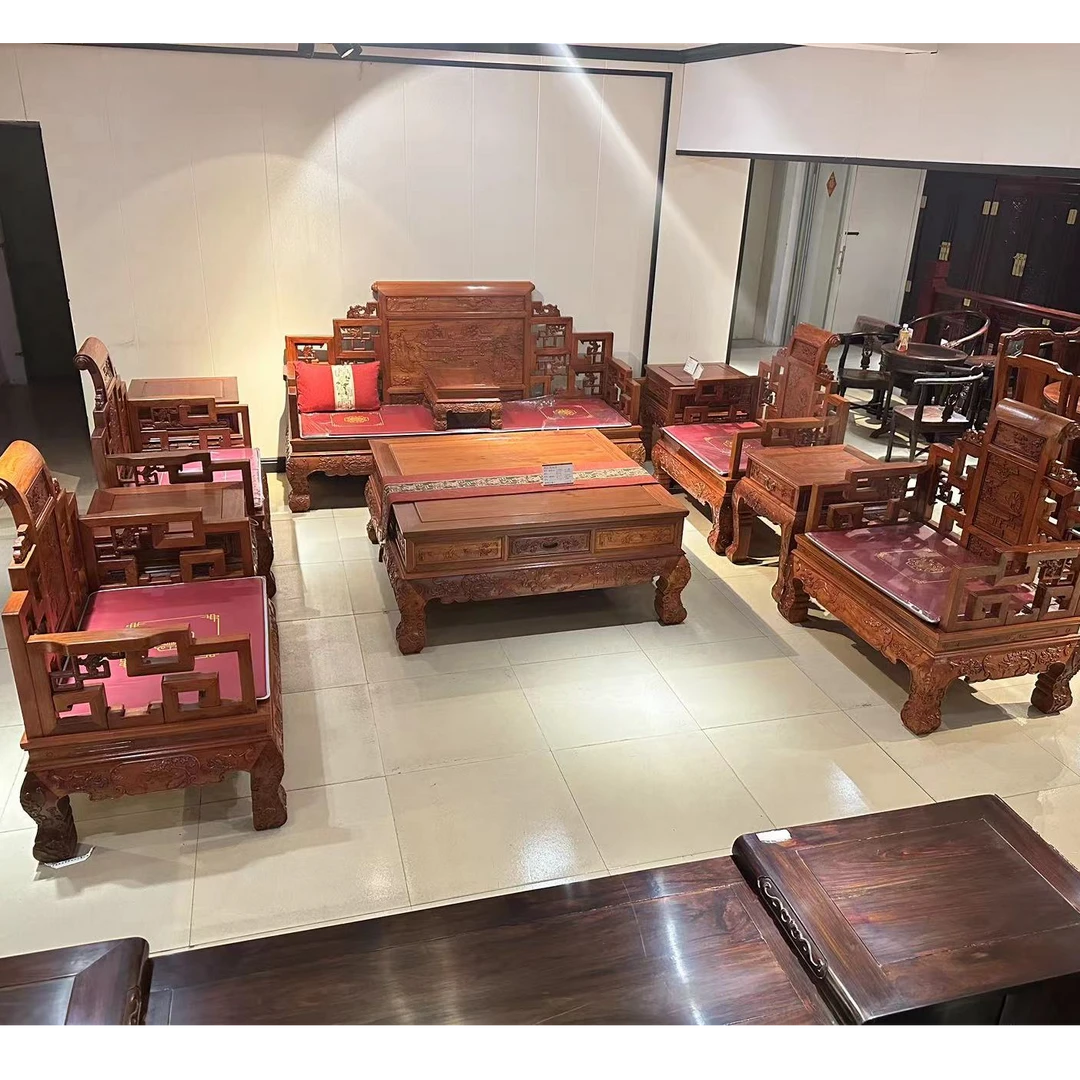 缅花山水宝座十一件套沙发