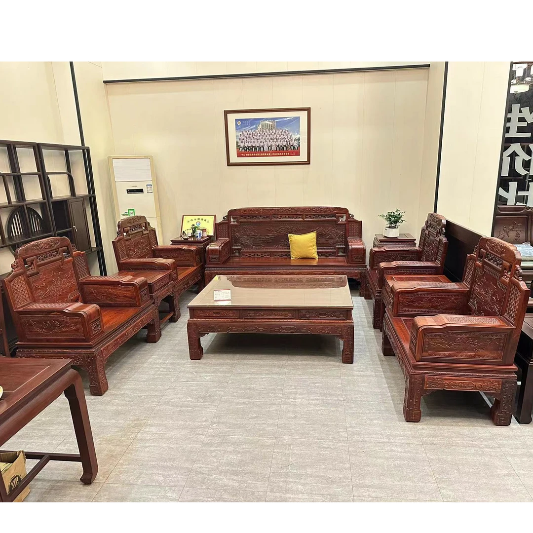 小叶红檀西湖沙发1+1+1+1+3客厅十件套沙发