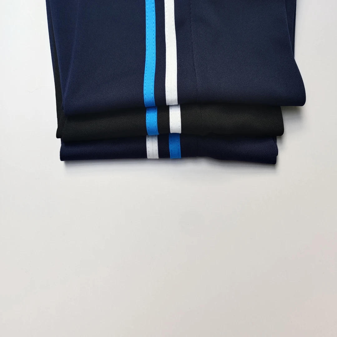 白蓝条校服裤子深蓝色小学生薄款休闲裤初高中生黑色蓝白杠运动裤
