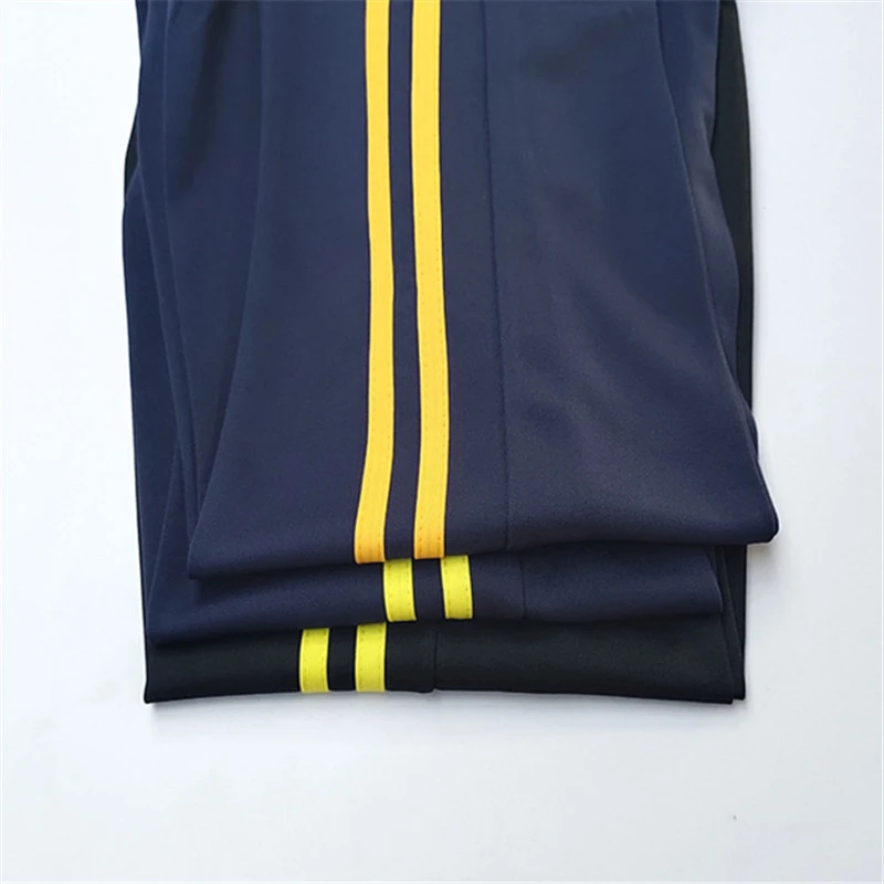 初高中生深蓝色黄条校服裤子小学生薄款校裤男女生两道黄杠休闲裤