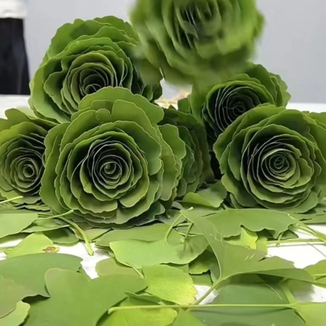 新鲜摘菜银杏叶创意手工制作创意DIY玫瑰花  亲子互动  益智 游戏