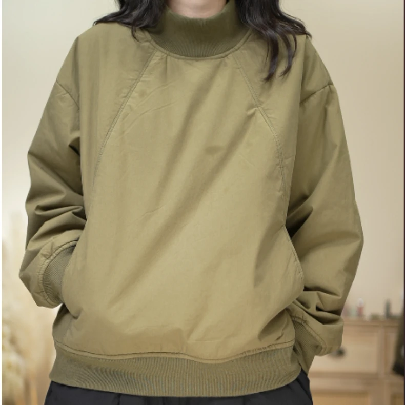 9735纯棉时尚百搭纯色宽松休闲卫衣棉服