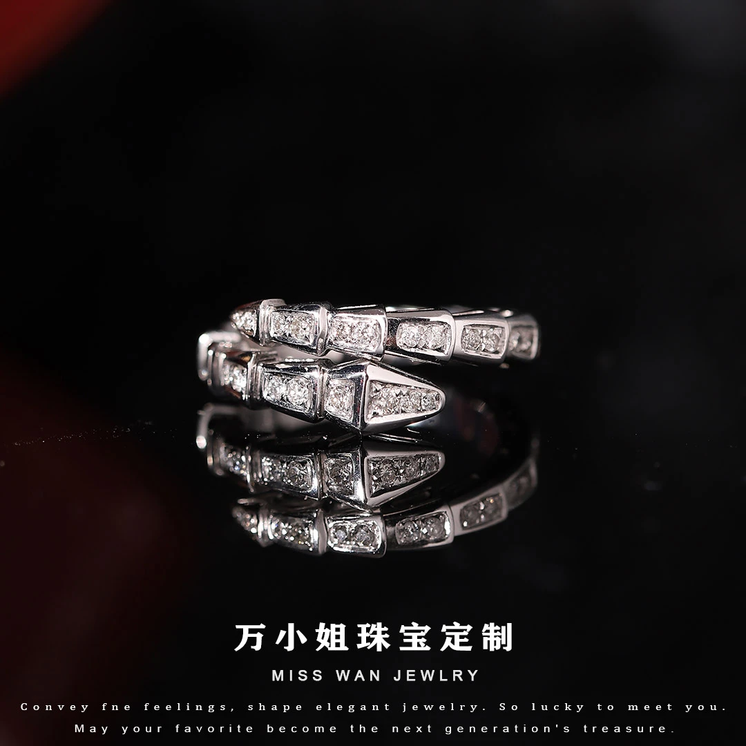 【万小姐】18k金钻石蛇骨戒指LZ002