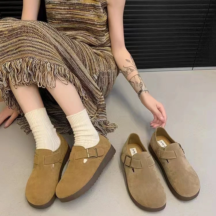 请听主播提示下单：厚底勃肯鞋女秋冬季新款复古外穿懒人一脚蹬