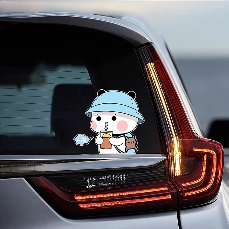 汽车贴纸前保险杠划痕遮挡贴画车身刮痕遮盖小熊贴画车尾剐蹭车贴