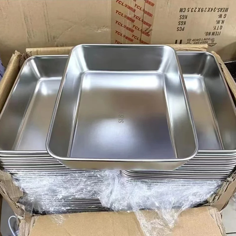 【品质高货】304不锈钢方盘毛巾盘凉菜盘平底盘凉拌盘26*20*5.5