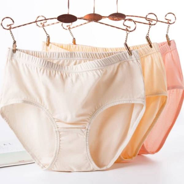 依之舍高腰小平脚妈咪裤6676B舒适透气纯棉大码 颜色随机（2条装）