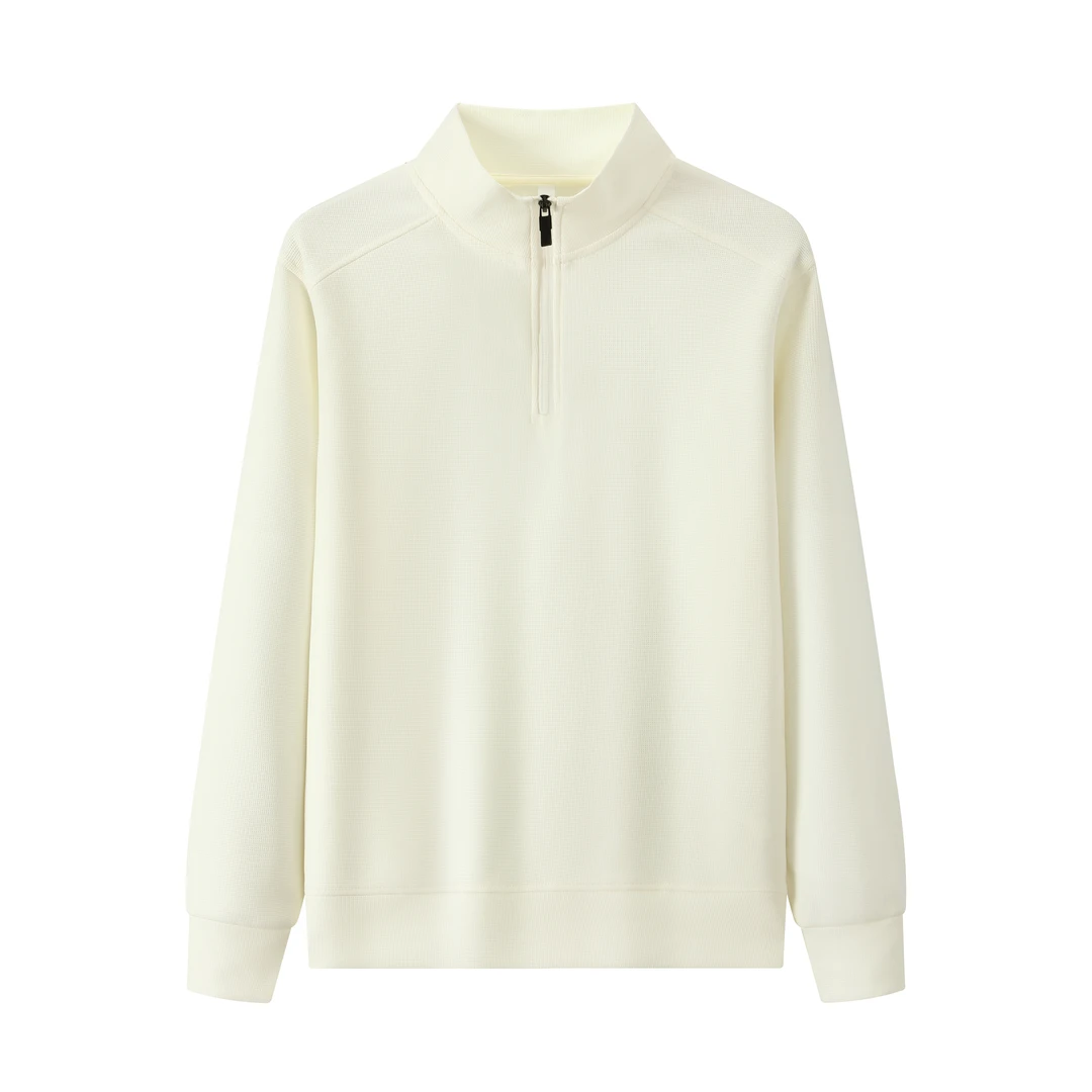 凡客  华夫格摇粒绒纯色半拉链卫衣