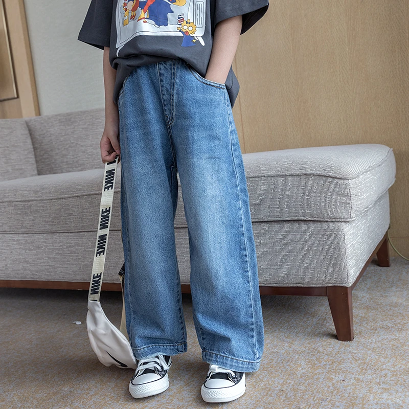 女童牛仔裤2025春秋新款中大童休闲阔腿裤儿童秋装韩版宽松直筒裤