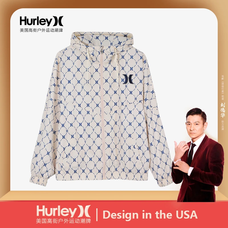 美国高街潮牌Hurley【奢华满印】定制时尚防风运动连帽外套男SHL013