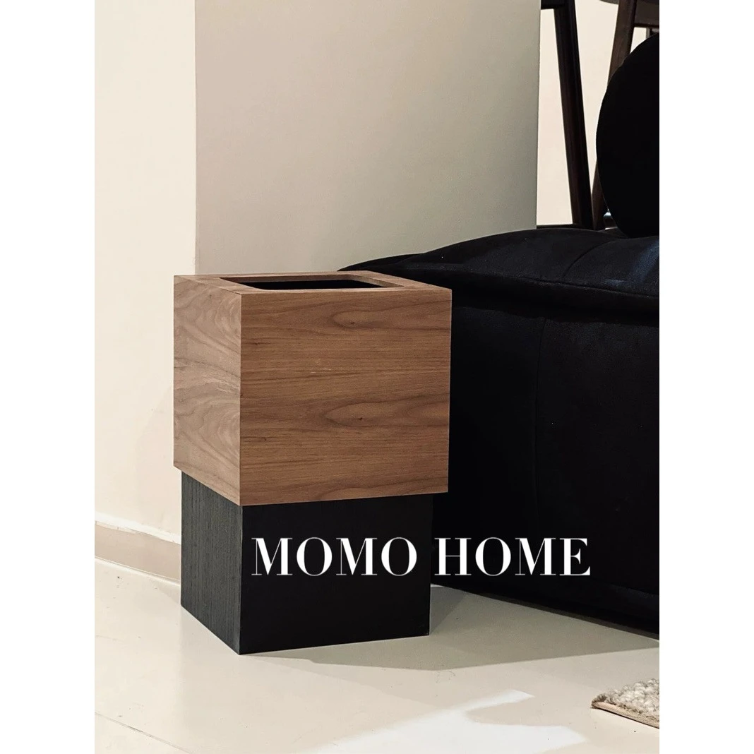 MOMO·北欧ins方形木质垃圾桶家用客厅卫生间高档家居软装搭配 ·