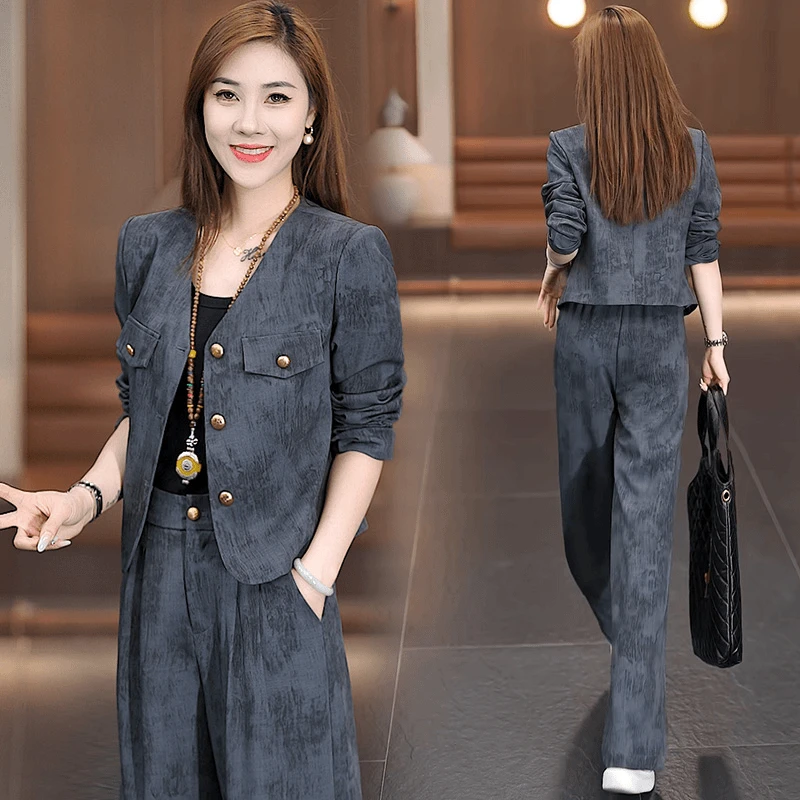 2024年新款时尚小香风套装春秋显瘦气质长袖洋气休闲复古3165