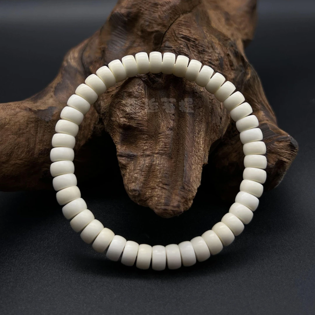 白玉菩提药片手串 原生态 文玩手串 手工精挑无科技