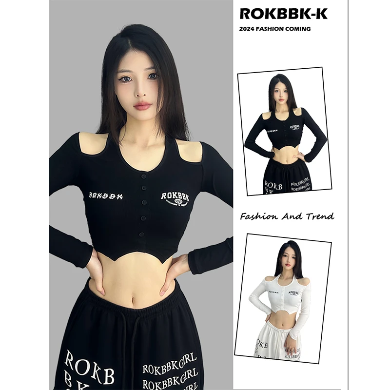 ROKBBK-K/布韩街舞潮牌个性美式绑带爵士舞上衣女辣妹性感套装潮