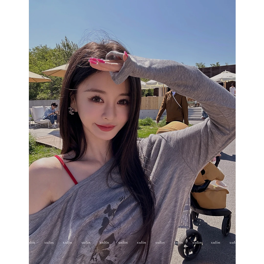 MINI STUDIO徐琳「蝴蝶瘦瘦T」印花微透宽松长款长袖T恤x240195