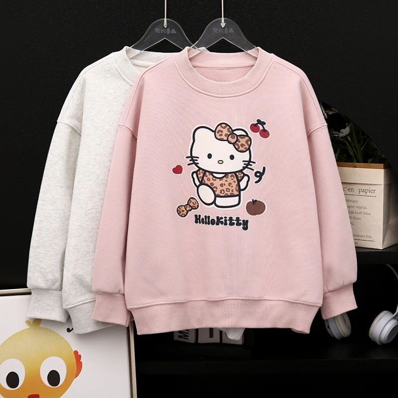 冬季新款加绒卫衣女童中大童上衣休闲宽松洋气潮童zb3739简约童品