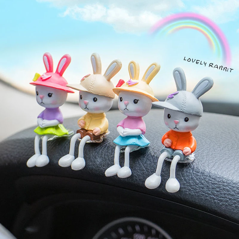 精致内饰小兔车载摆件田园风格可爱兔子装饰品卡通中控台摆件迷你