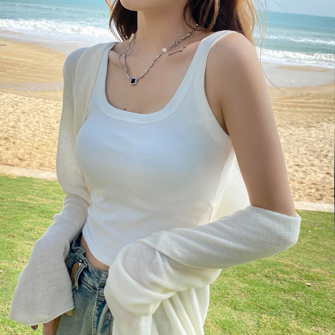网红性感背心女2024春夏新款带胸垫内搭外穿修身显瘦纯棉薄款抹胸