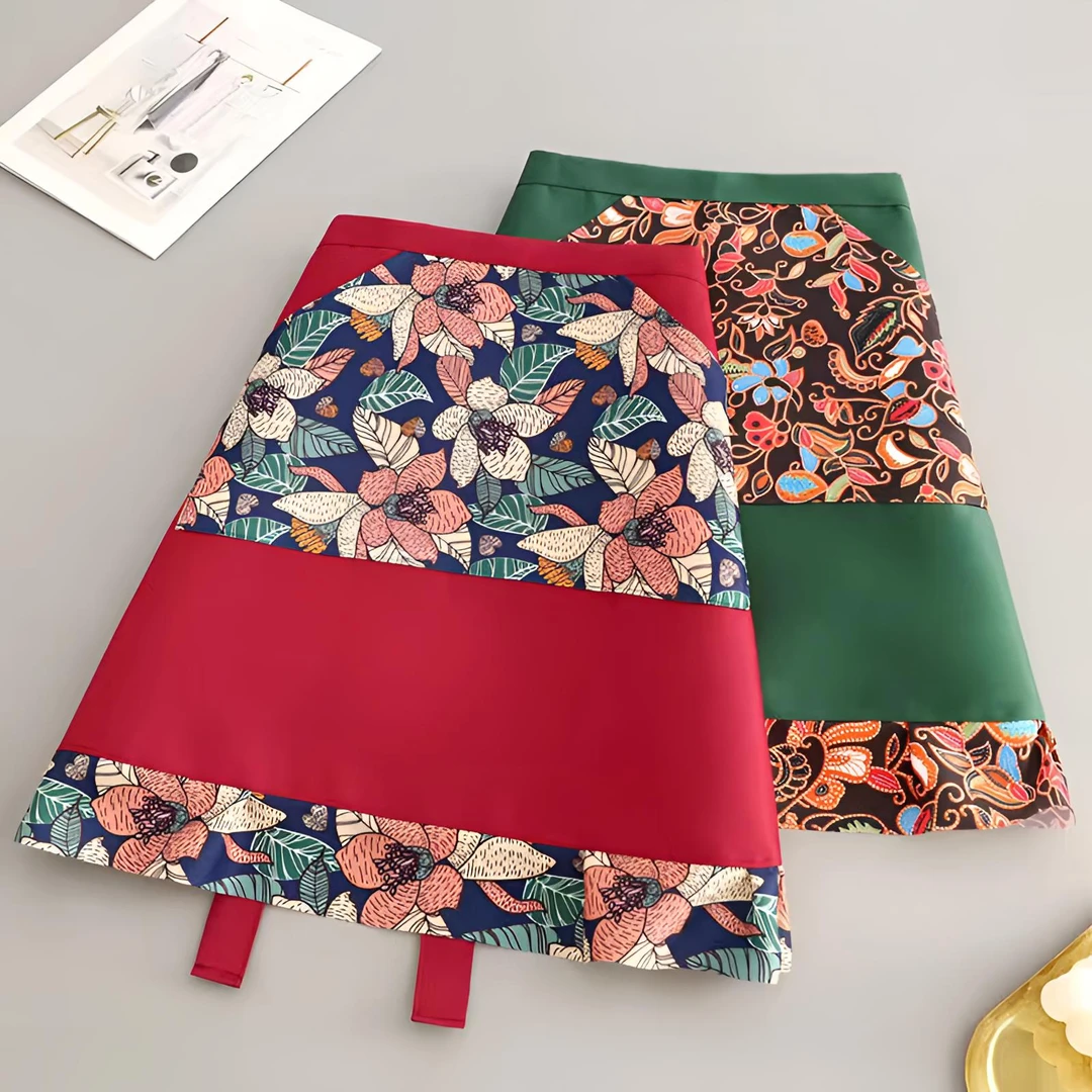 半身裙围腰女时尚新款印花短裙围腰厨房做饭干活防污耐脏透气防尘