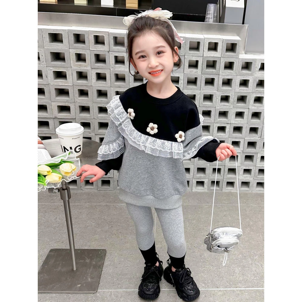 女童春季套装2024新款小童休闲洋气韩版春装两件套宝宝宽松时