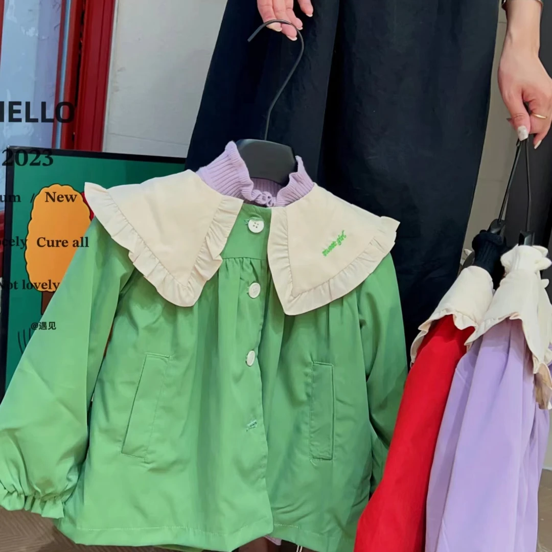 【编号D415】C749-05-儿童米奇刺绣娃娃领外套 绿色-遇见