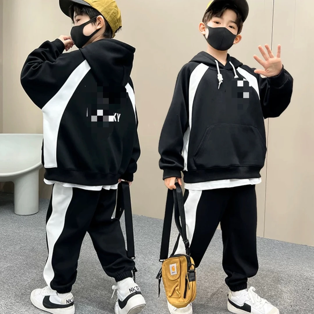 【编号M284】23081-01-儿童小鸟卫衣休闲裤无袖牛仔套装B蓝色-FF+