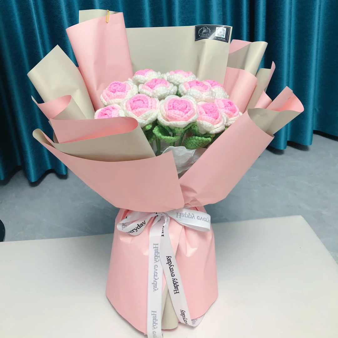 钩针编织渐变玫瑰花材料包手工diy超值花朵520情人节礼物成品可选