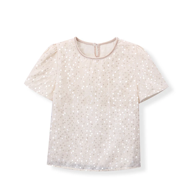 【小依专属】 HT6602春夏重工亮片百搭半袖时尚T恤