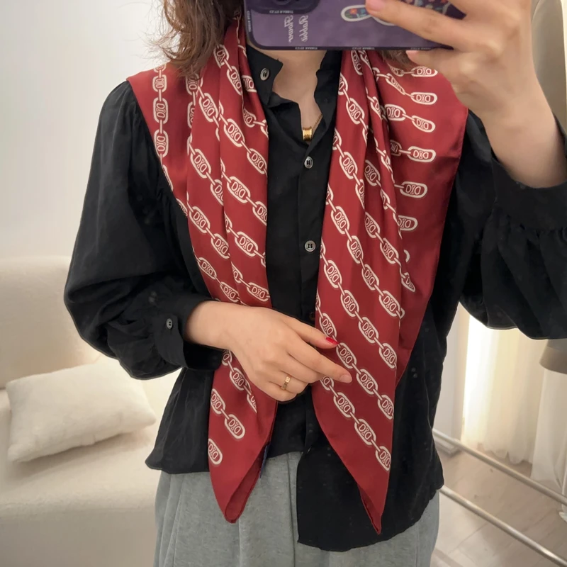 Qiantang Story/钱塘故事90方巾-斜纹波尔多酒红，88*88cm