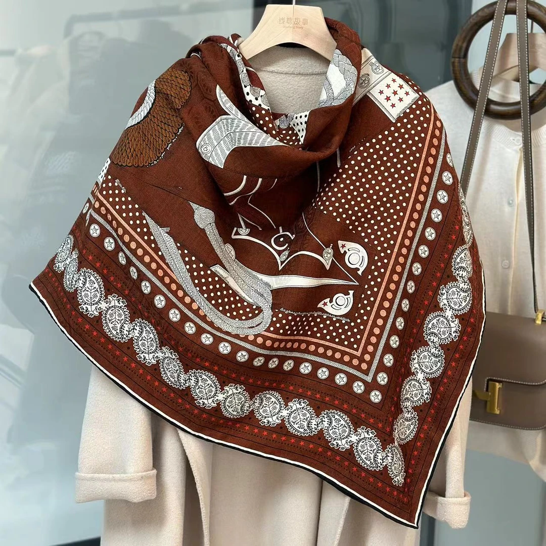 Qiantang Story/钱塘故事140丝绒-双面佐阿夫与龙骑士围巾135*135