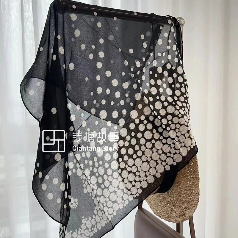 Qiantang Story/钱塘故事70中方巾-乔琪加密版水晶波点，65*65cm