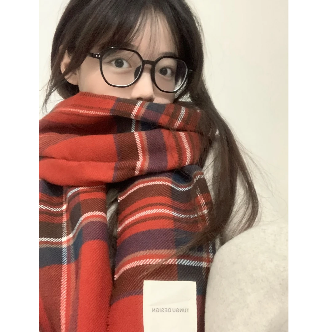 日系软妹秋冬小清新文艺JK格子围巾女学生保暖百搭礼物韩版女围脖
