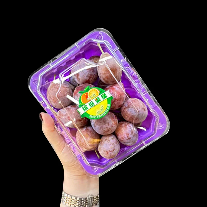 一次性水果盒彩色带盖西梅盒长方形草莓包装盒子香菇蔬菜打包盒厚