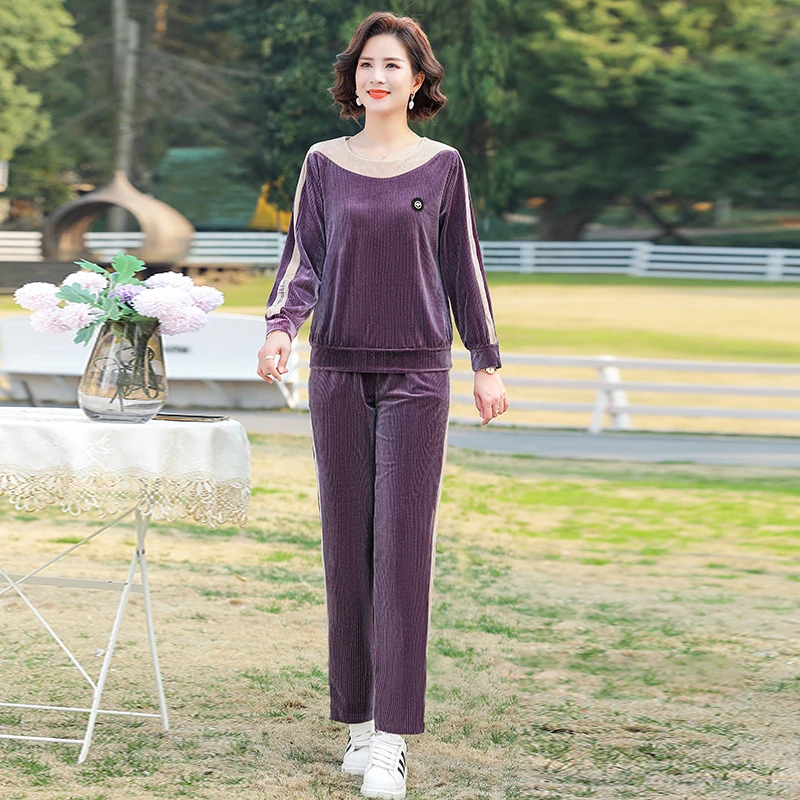 时尚运动套装女春秋2023新款洋气中年卫衣休闲服两件套妈妈装减龄