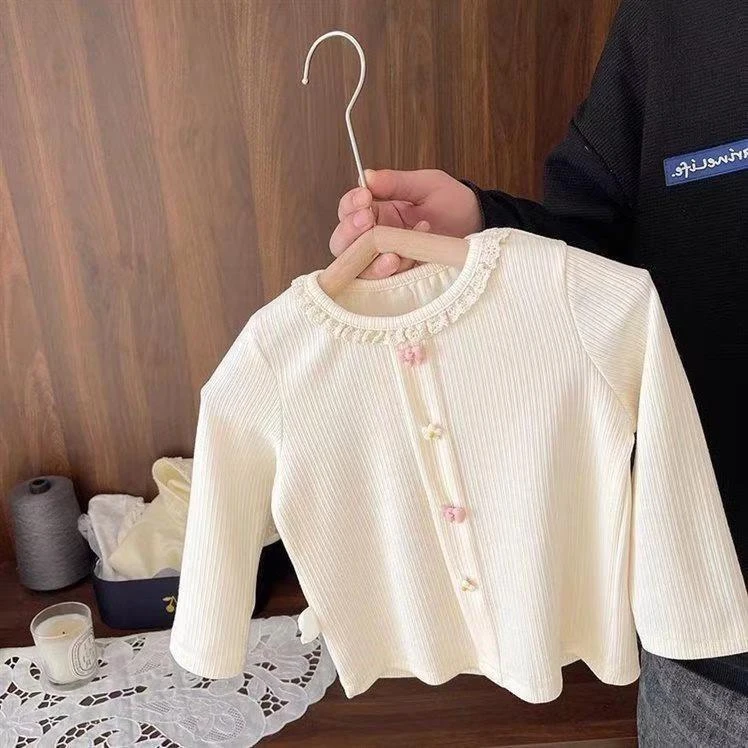 2025新款女宝宝高级质感细坑条T恤女婴儿春装弹力打底衫女童上衣