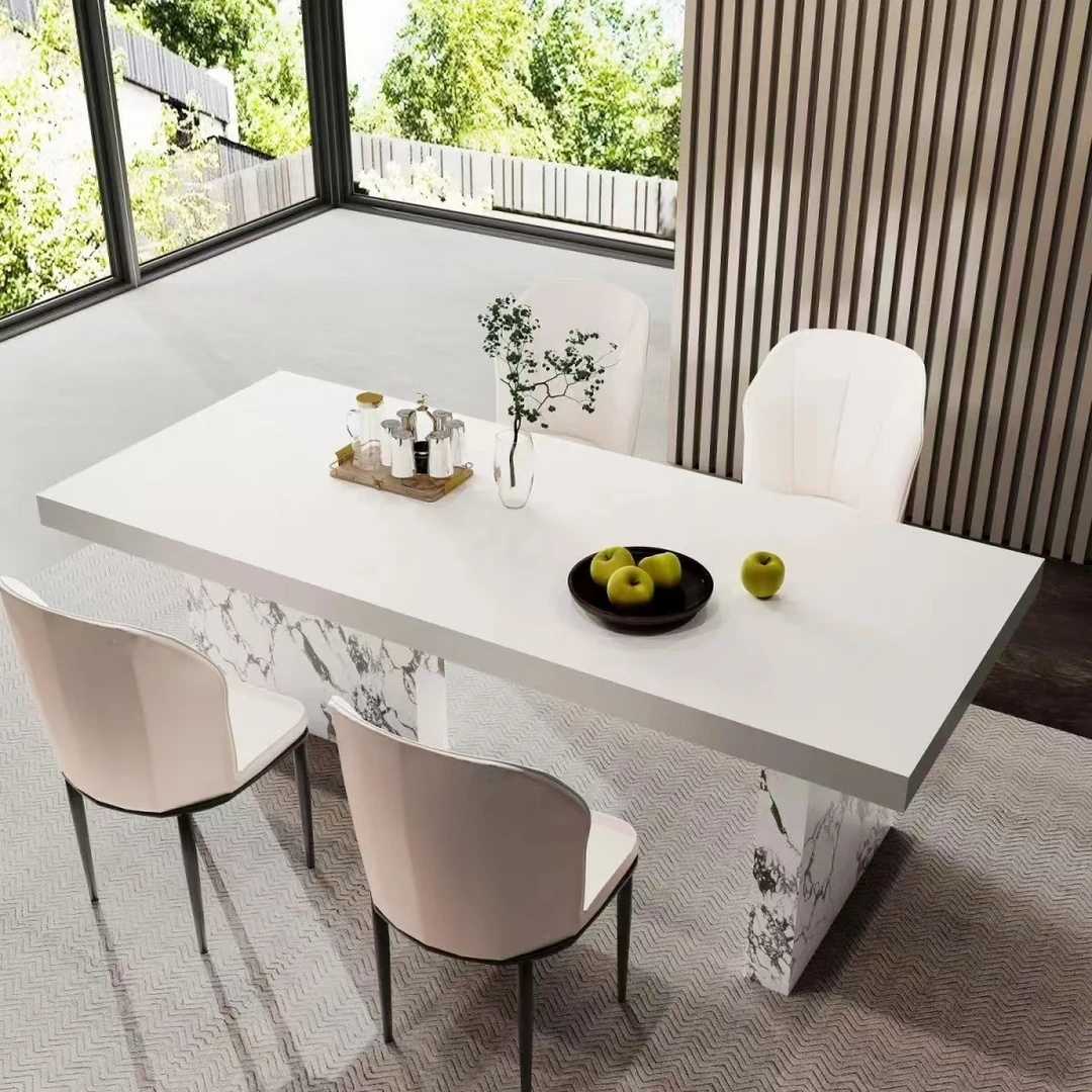 现代简约轻奢岩板餐桌长方形家用饭桌客厅小户型餐台