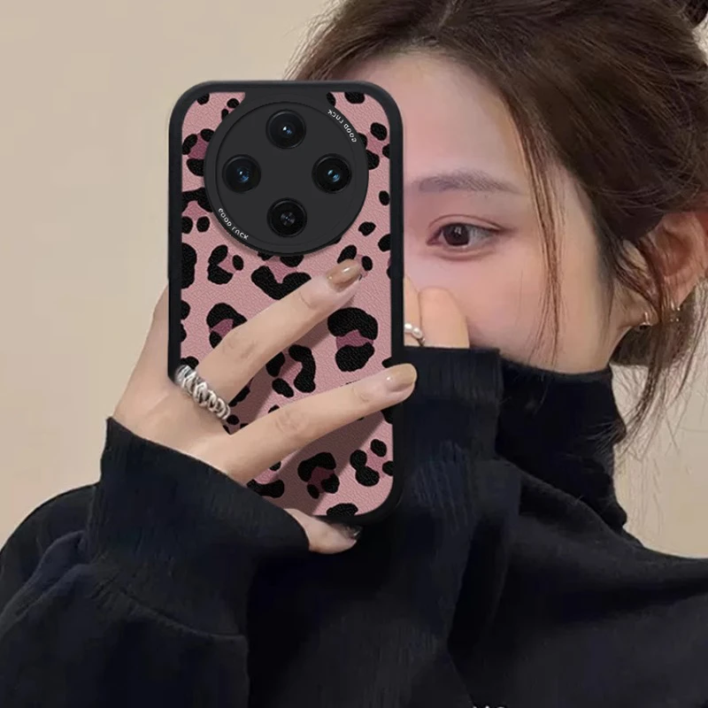 粉色豹纹适用vivox300pro手机壳x200pro网红高级感s30pro防摔x100