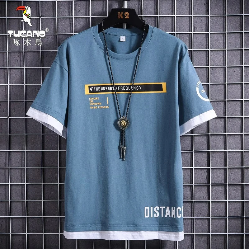 啄木鸟短袖t恤男新款夏季薄款百搭印花潮牌纯棉男士休闲体恤上衣