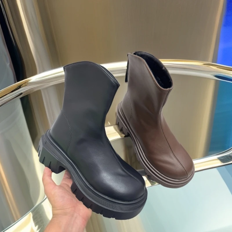 955-3 新款短靴时尚百搭弹力休闲厚底加绒