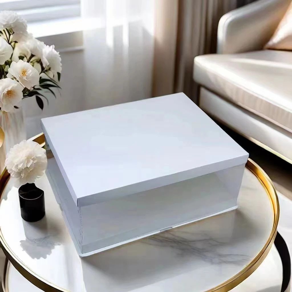 长方形蛋糕盒子透明毕业季开业庆典大尺寸纸杯蛋糕包装盒超大超长