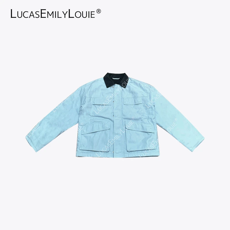 LUCASEMILYLOUIE 美式复古翻领工装风多口袋休闲棉服夹克2410831